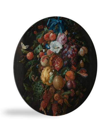 Festoen van vruchten en bloemen - Schilderij van Jan Davidsz de Heem wandcirkel 
