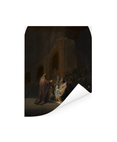 Het loflied van Simeon - Schilderij van Rembrandt van Rijn Poster  