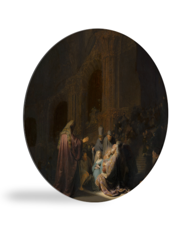 Het loflied van Simeon - Schilderij van Rembrandt van Rijn wandcirkel 