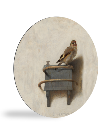 Het puttertje - Schilderij van Carel Fabritius wandcirkel 