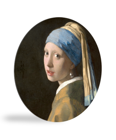 Meisje met de Parel - Schilderij van Johannes Vermeer wandcirkel 