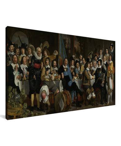 Schuttersmaaltijd ter viering van de Vrede van Munster - Schilderij van Bartholomeus van der Helst Canvas