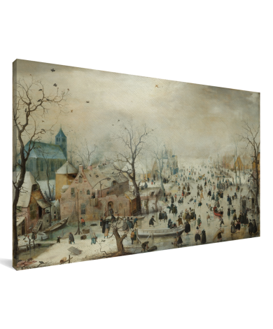 Winterlandschap met ijsvermaak - Schilderij van Hendrik Avercamp Canvas