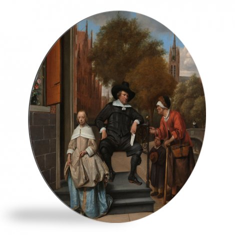 De burgemeester van Delft en zijn dochter - Schilderij van Jan Steen wandcirkel 