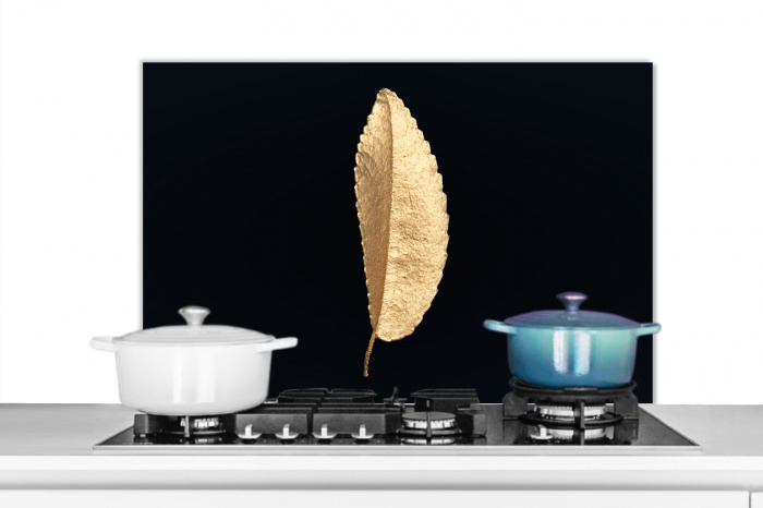 Bladeren - Black & gold - Chic Spatscherm Aluminium middel -3d