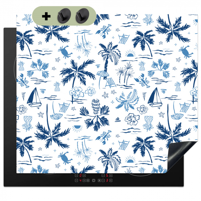 Zee - Strand - Blauw - Wit Inductie beschemer met haakjes middel 780 -3d
