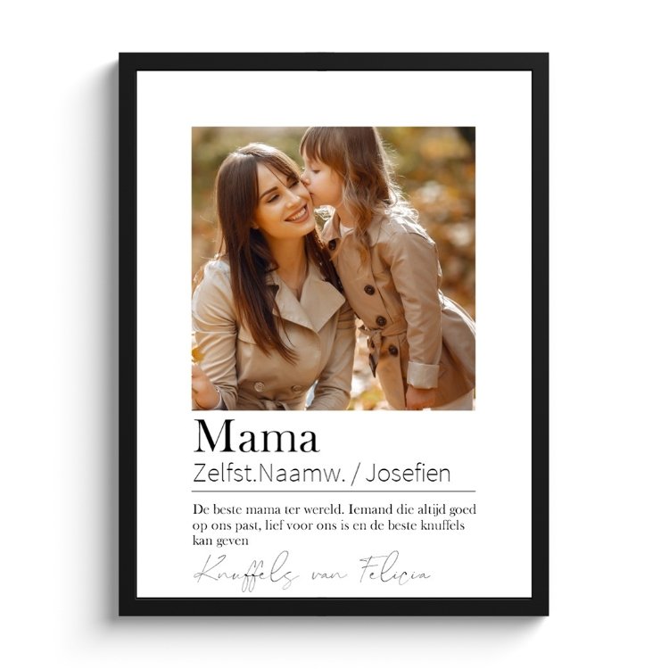 Poster met lijst - Mama betekenis 1 foto