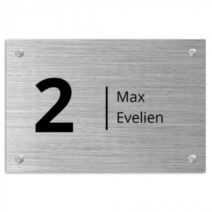Metaaleffect - Modern Naambord Rechthoek groot -3d