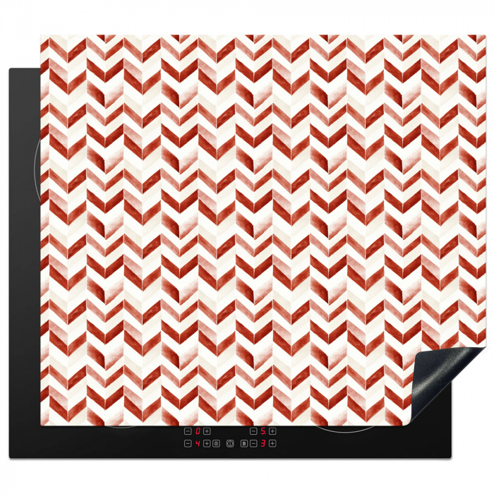 Chic - Strepen - Rood - Wit Inductie beschermer vinyl 3mm middel 274 -3d