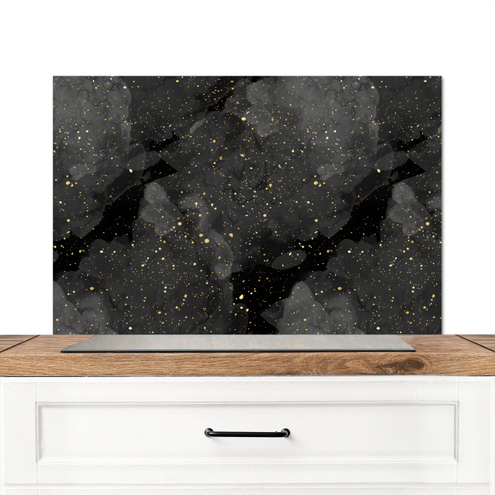 Marmer - Glitter - Goud - Zwart - Patronen Spatscherm Aluminium middel 423 -3d_zonderpan