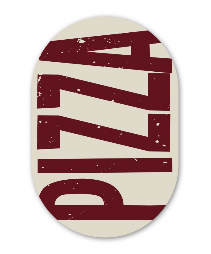 Pizza - Vintage - Decoratie - Japandi Wandcirkel Ovaal Aluminium middel -3d