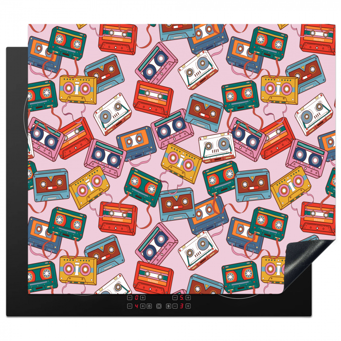 Retro - Disco - Cassettebandjes - Multi Inductie beschermer vinyl 3mm middel 274 -3d
