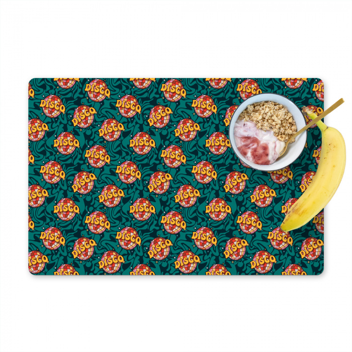 Retro - Disco - Swingend - Groen - Multi Placemat vinyl groot 368 -zzzproduct_Kitchenyeah-website