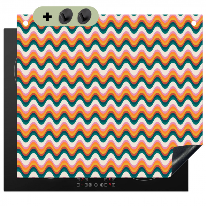 Retro - Disco - Golven - Kleur Inductie beschemer met haakjes middel 780 -3d