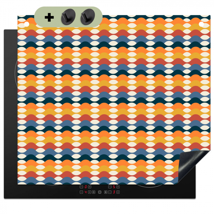 Retro - Disco - Golven Inductie beschemer met haakjes middel 780 -3d