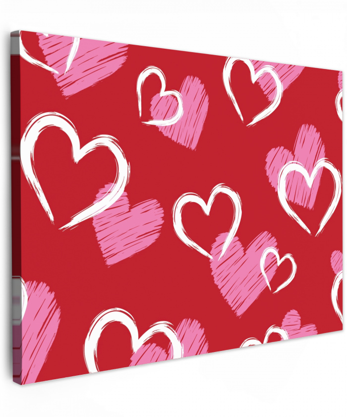 Patroon - Hartjes - Roze - Valentijn canvas 2cm middel -z3d