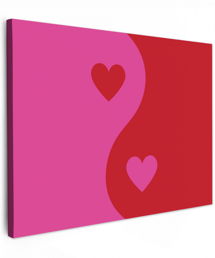 Minimalistisch - Rood - Roze - Hartjes canvas 2cm middel -z3d