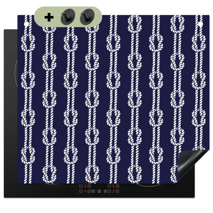 Oceaan - Touw - Blauw - Wit Inductie beschemer met haakjes middel 780 -3d