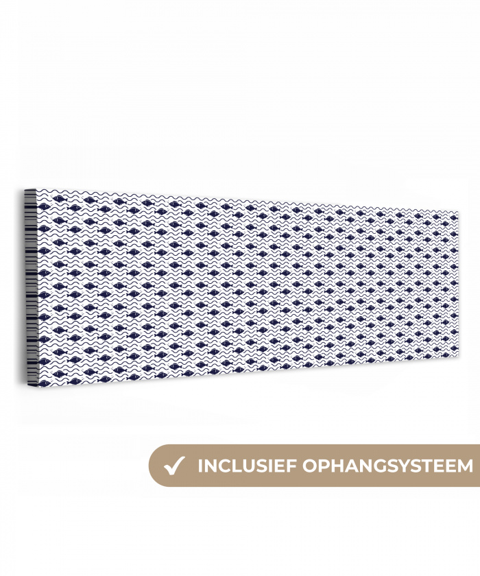 Oceaan - Visachtig - Blauw - Wit canvas 2cm klein 828 -3d