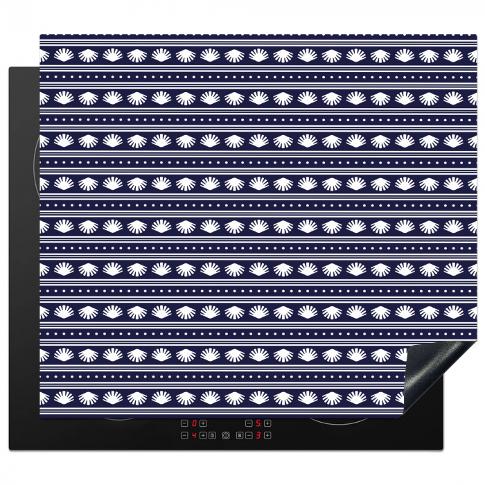 Sea - Ocean - Shell - Nautic - Blue - White Inductie beschermer vinyl 3mm middel 274 -3d