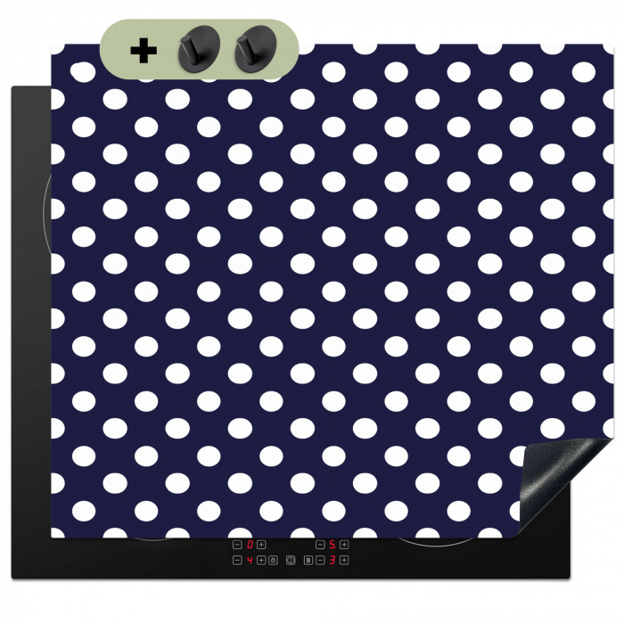 Oceaan - Stippen - Blauw - Wit Inductie beschemer met haakjes middel 780 -3d
