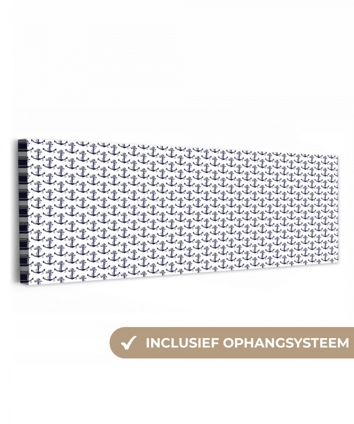 Oceaan - Anker - Blauw - Wit canvas 2cm klein 828 -3d