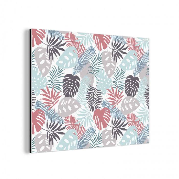 Inductie beschermer - Bladeren - Pastel - Jungle - Afdekplaat voor kookplaat aluminium wit klein -3d