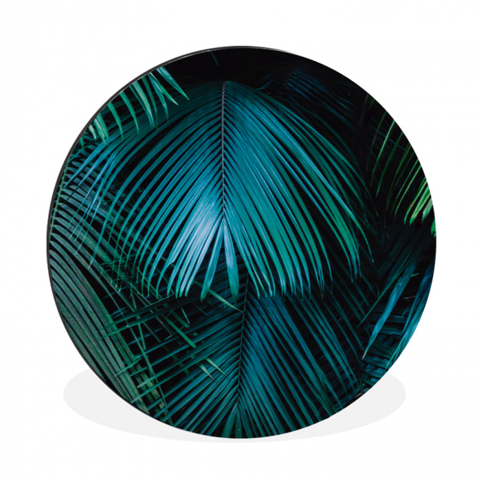 Inductie beschermer - Inductie afdekplaat - Tropical - Jungle - Bladeren - Groen Wandcirkel aluminium middel -3d