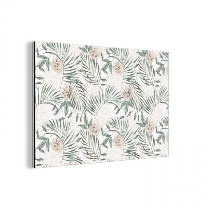 Bohemian - Bloemen - Bladeren - Jungle - Tropical aluminium wit klein -3d