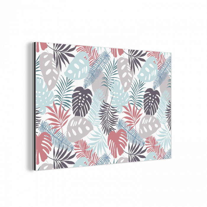 Bladeren - Tropical - Pastel - Jungle aluminium wit klein -3d