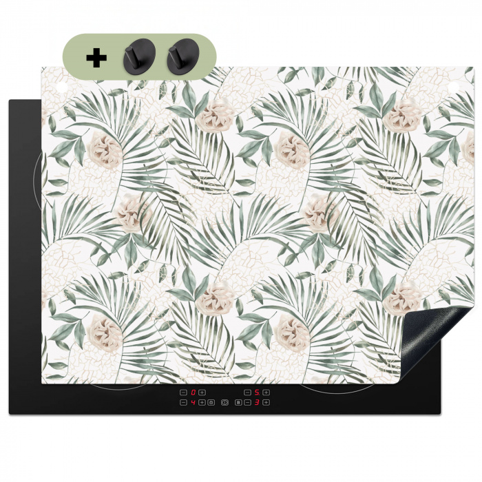 Boho - Jungle - Bloemen - Bladeren Inductie beschemer met haakjes klein -3d