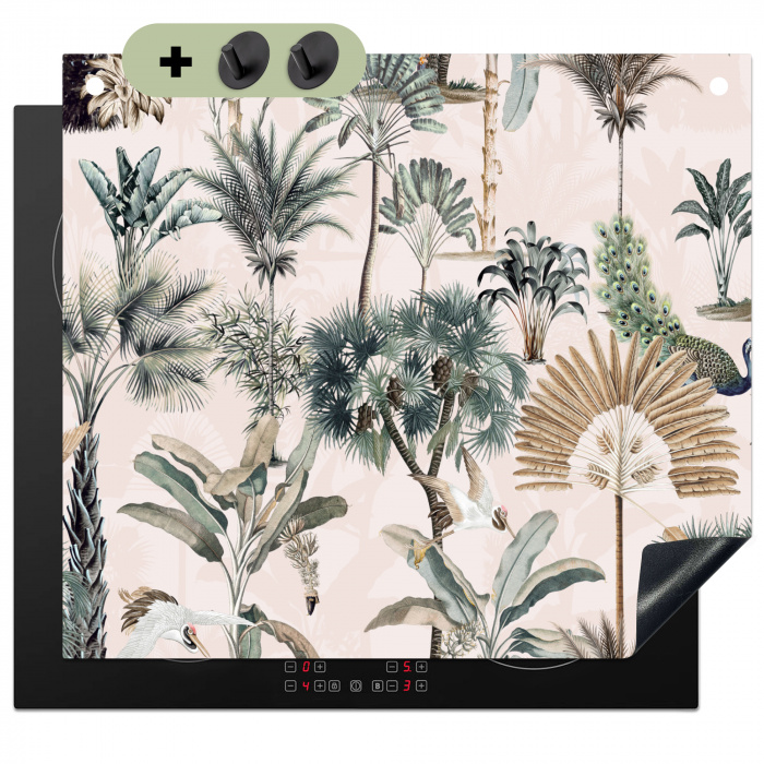 Inductie afdekplaat - Vintage - Jungle - Dieren - Natuur - Inductie beschermer Inductie beschemer met haakjes middel -3d