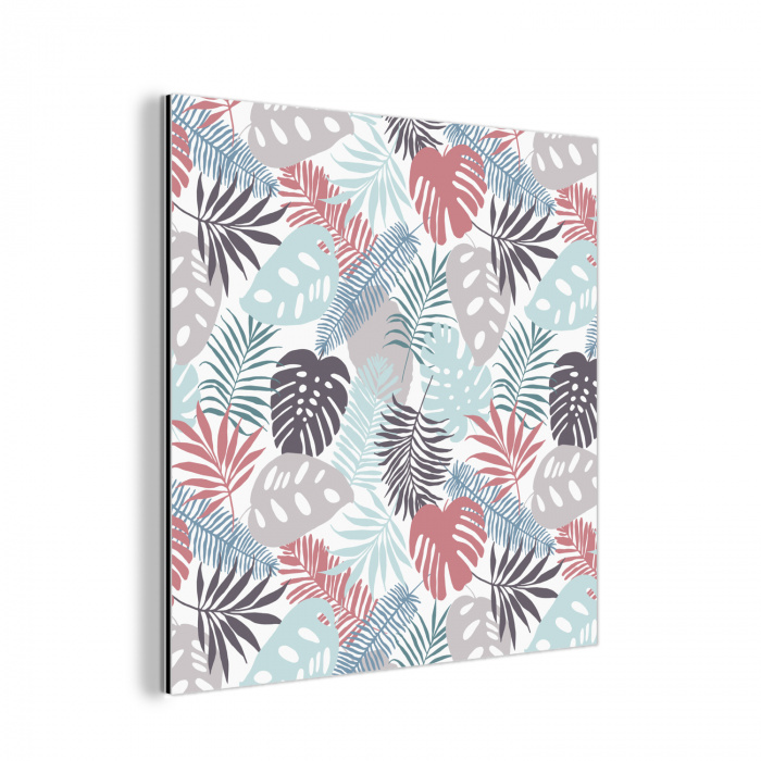 Monstera - Pastel - Bladeren - Tropical aluminium wit klein -3d