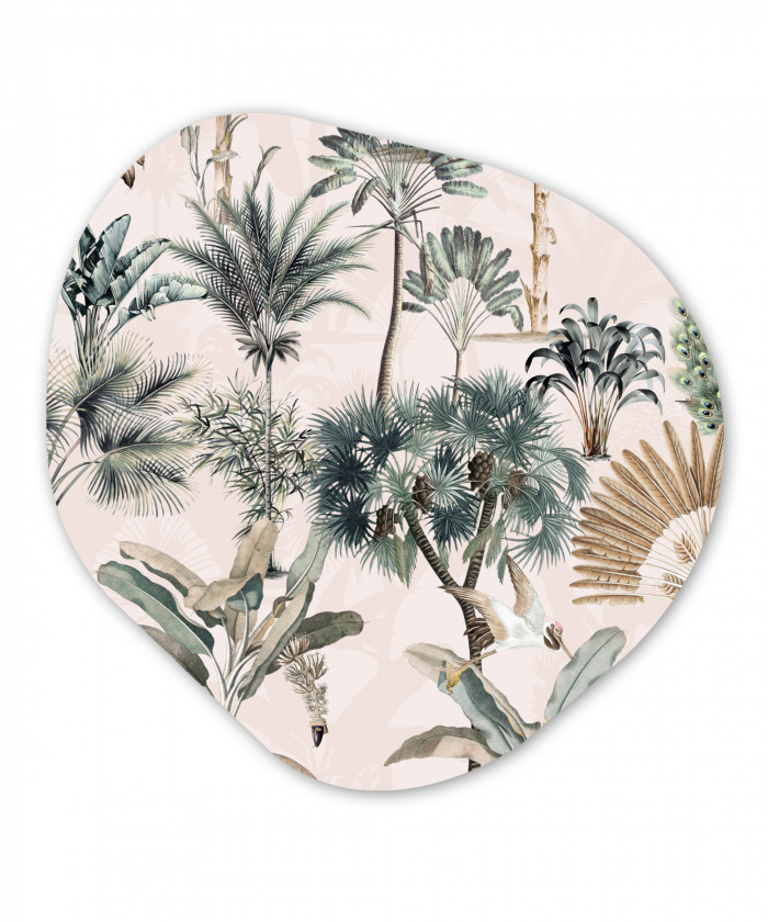 Bladeren - Monstera - Jungle - Tropical Wandcirkel Organisch Aluminium middel -3d