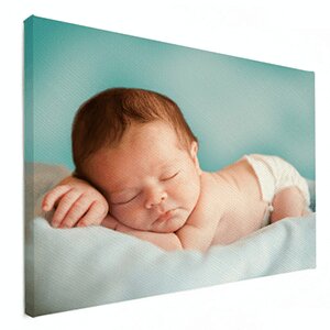 Fotoshoot van baby op canvas gedrukt