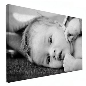 Babyfoto in zwart wit op canvas