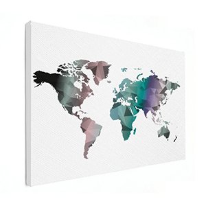 Wereldkaart Geometrisch - kleur Canvas