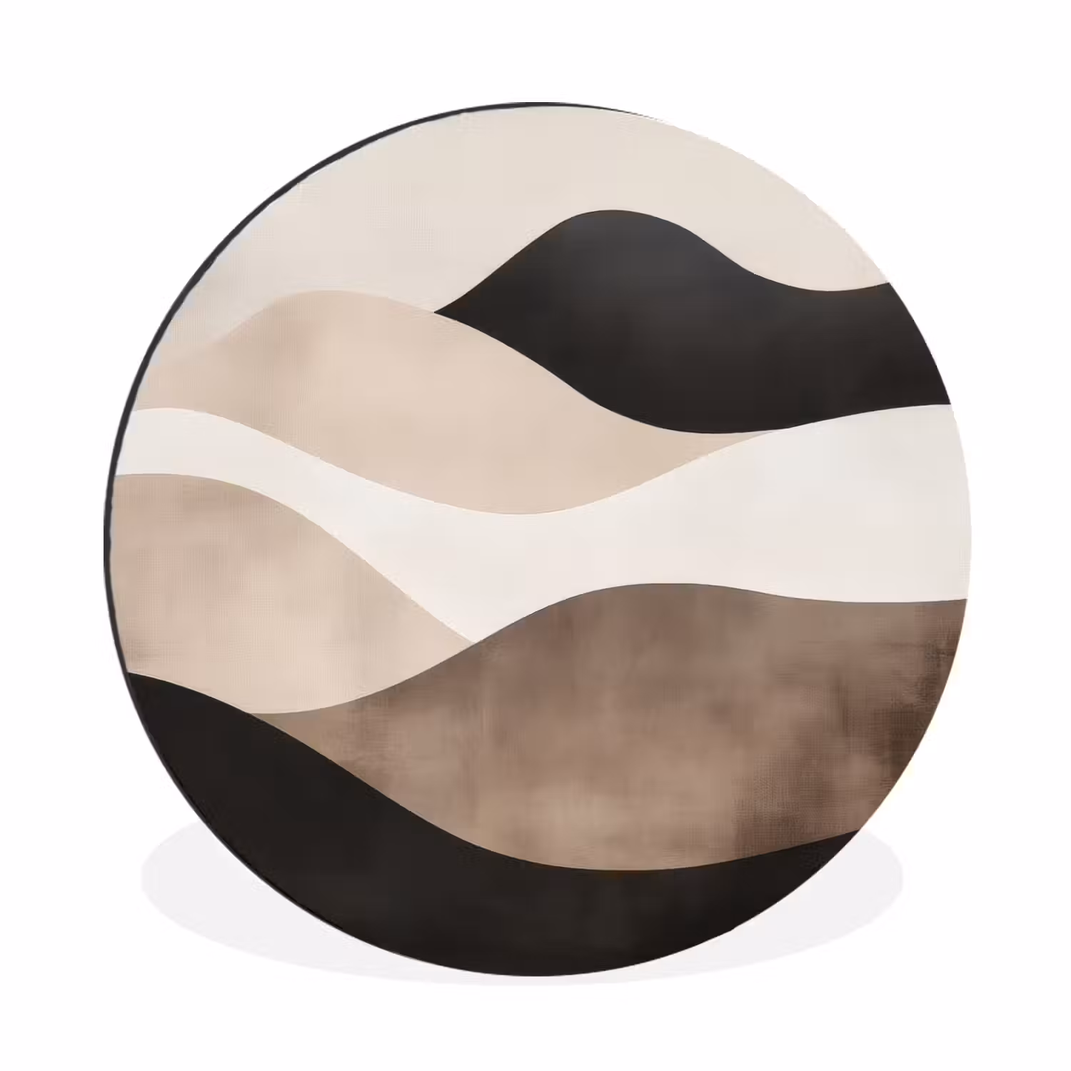 Wandcirkel - aluminium - Abstract - Landschap - Golven - Crèmekleur