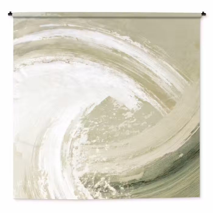 Wandkleed - Abstract - Penseelstreken - Golven - Groen