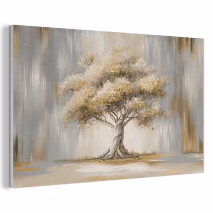 Akoestisch schilderij - Boom - Bladeren - Abstract - Wit