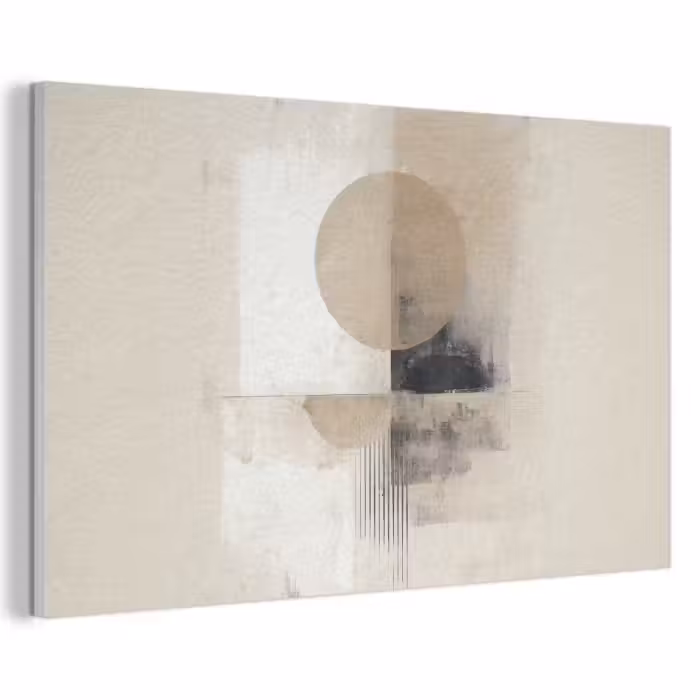 Akoestisch schilderij - Cirkel - Compositie - Diepte - Beige