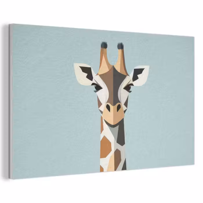 Akoestisch schilderij - Giraffe - Illustratie - Bruin - Minimalistisch