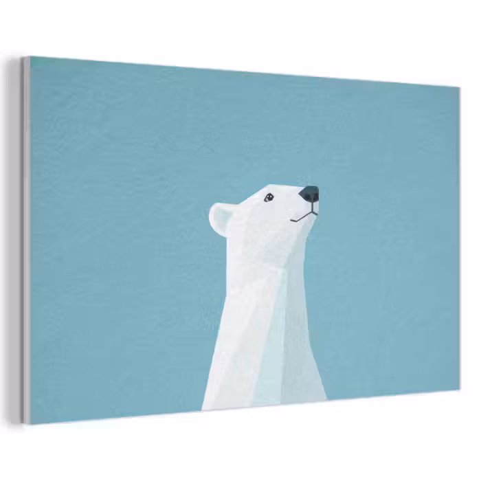 Akoestisch schilderij - Ijsbeer - Lichtblauw - Minimalistisch