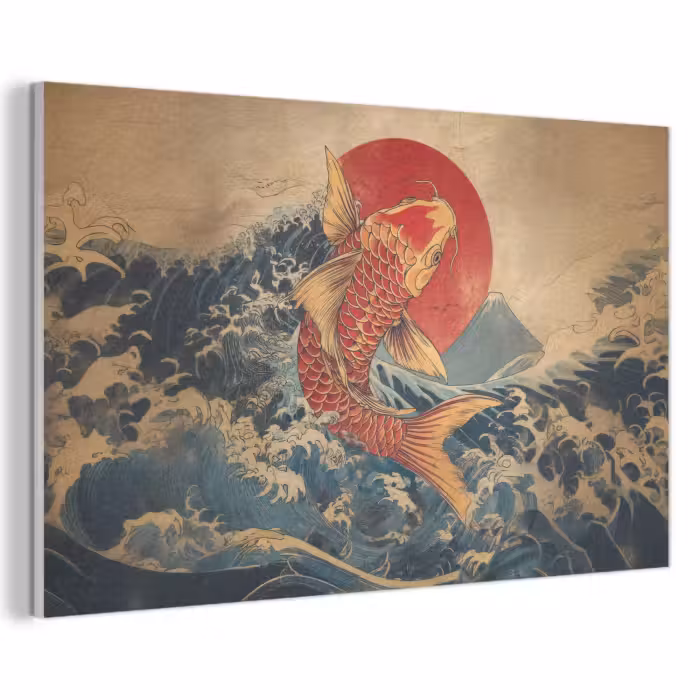 Akoestisch schilderij - Koi - Zee - Golven - Zon