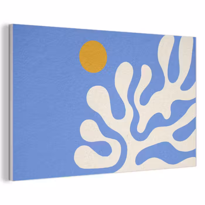 Akoestisch schilderij - Minimalistisch - Organisch patroon - Blauw