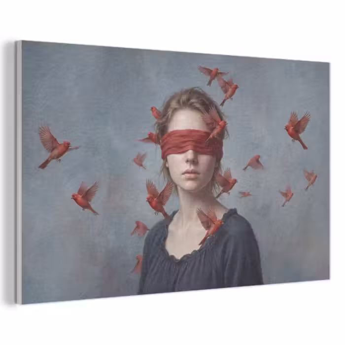 Akoestisch schilderij - Portret - Krachtig - Rood