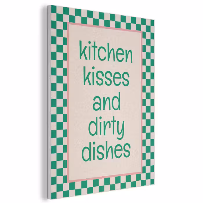 Akoestisch schilderij - Quote - Groen - Geblokt - Keuken