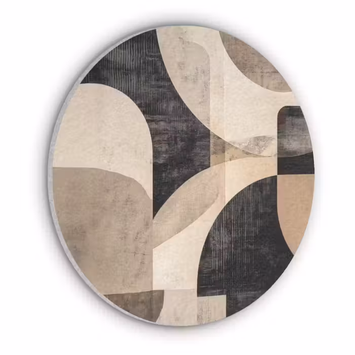 Akoestisch schilderij rond - Abstract - Vormen - Modern - Beige
