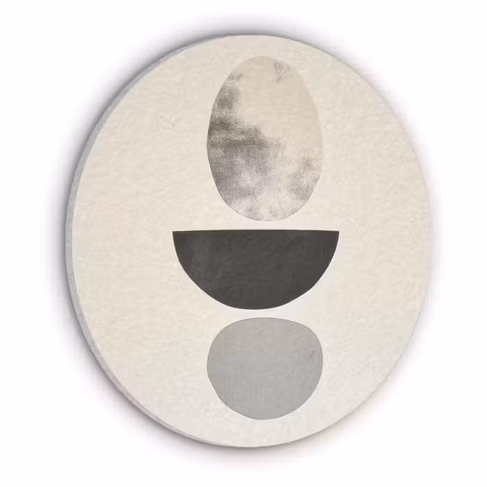 Akoestisch schilderij rond - Beige - Japandi - Wabi sabi