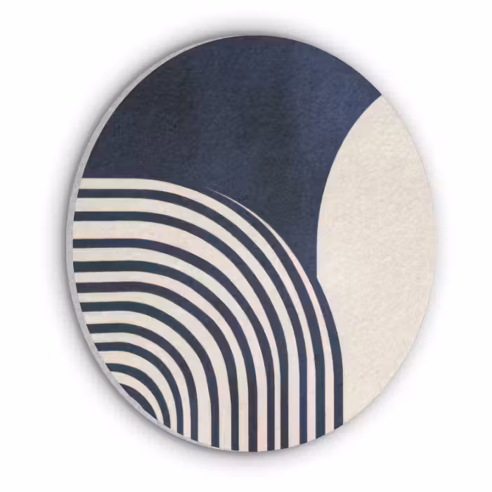 Akoestisch schilderij rond - Donkerblauw - Abstract - Lijnen